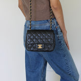 Chanel Black Caviar Mini Square with Gold Hardware