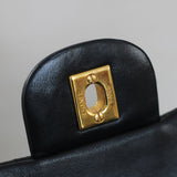 Vintage Chanel Black Lambskin Medium Classic Flap with 24k Gold Hardware