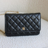 Chanel Black Caviar Wallet on Chain with Gold Hardware