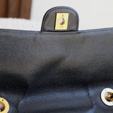 Vintage Chanel Black Caviar Single Flap Jumbo with 24k Gold Hardware