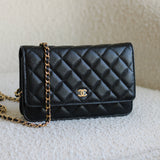 Chanel Black Caviar Wallet on Chain with Gold Hardware