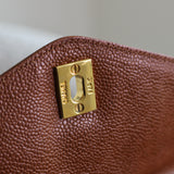 Vintage Chanel Caramel Brown Caviar Zipped Shopping Tote with 24k Gold Hardware