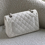 Chanel White Caviar Small Classic Flap with Silver Hardware