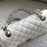 Chanel White Caviar Small Classic Flap with Silver Hardware