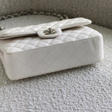 Chanel White Caviar Small Classic Flap with Silver Hardware