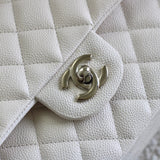 Chanel White Caviar Small Classic Flap with Silver Hardware