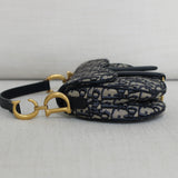 Dior Oblique Blue Canvas Mini Saddle Bag