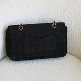 Vintage Chanel Black Suede Chocolate Flap with Aged Gold Hardware