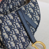 Dior Oblique Blue Canvas Mini Saddle Bag