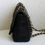 Vintage Chanel Black Suede Chocolate Flap with Aged Gold Hardware