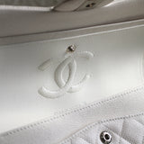 Chanel White Caviar Small Classic Flap with Silver Hardware