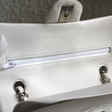 Chanel White Caviar Small Classic Flap with Silver Hardware