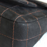 Vintage Chanel Black Suede Chocolate Flap with Aged Gold Hardware