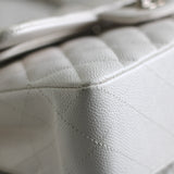 Chanel White Caviar Small Classic Flap with Silver Hardware