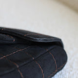 Vintage Chanel Black Suede Chocolate Flap with Aged Gold Hardware