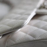 Chanel White Caviar Small Classic Flap with Silver Hardware