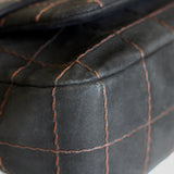 Vintage Chanel Black Suede Chocolate Flap with Aged Gold Hardware