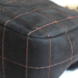 Vintage Chanel Black Suede Chocolate Flap with Aged Gold Hardware