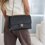 Vintage Chanel Black Lambskin Medium Classic Flap with 24k Gold Hardware