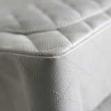 Chanel White Caviar Small Classic Flap with Silver Hardware
