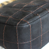 Vintage Chanel Black Suede Chocolate Flap with Aged Gold Hardware