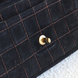 Vintage Chanel Black Suede Chocolate Flap with Aged Gold Hardware