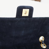 Vintage Chanel Black Suede Chocolate Flap with Aged Gold Hardware
