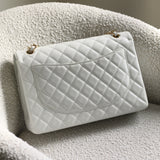 Chanel White Caviar Maxi Classic Flap with Gold Hardware