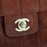 Vintage Chanel Caramel Brown Suede Chocolate Flap with Aged Gold Hardware