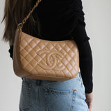 Vintage Chanel Dark Beige Caviar Shoulder Bag with 24k Gold Hardware