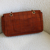 Vintage Chanel Caramel Brown Suede Chocolate Flap with Aged Gold Hardware