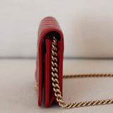 Chanel Red Caviar Boy Wallet on Chain with Light Gold Hardware