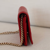 Chanel Red Caviar Boy Wallet on Chain with Light Gold Hardware