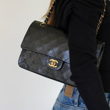Vintage Chanel Black Lambskin Medium Classic Flap withy 24k Gold Hardware