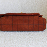 Vintage Chanel Caramel Brown Suede Chocolate Flap with Aged Gold Hardware