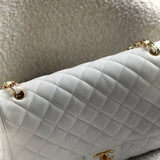 Chanel White Caviar Maxi Classic Flap with Gold Hardware