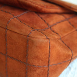 Vintage Chanel Caramel Brown Suede Chocolate Flap with Aged Gold Hardware