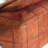 Vintage Chanel Caramel Brown Suede Chocolate Flap with Aged Gold Hardware