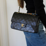 Vintage Chanel Black Lambskin Medium Classic Flap withy 24k Gold Hardware