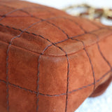Vintage Chanel Caramel Brown Suede Chocolate Flap with Aged Gold Hardware