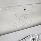 Chanel White Caviar Maxi Classic Flap with Gold Hardware