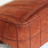Vintage Chanel Caramel Brown Suede Chocolate Flap with Aged Gold Hardware