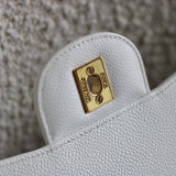 Chanel White Caviar Maxi Classic Flap with Gold Hardware
