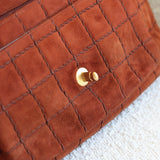 Vintage Chanel Caramel Brown Suede Chocolate Flap with Aged Gold Hardware