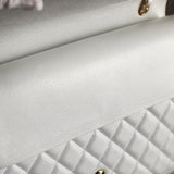 Chanel White Caviar Maxi Classic Flap with Gold Hardware