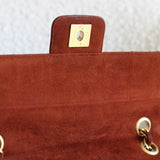 Vintage Chanel Caramel Brown Suede Chocolate Flap with Aged Gold Hardware