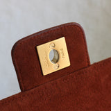 Vintage Chanel Caramel Brown Suede Chocolate Flap with Aged Gold Hardware