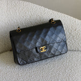 Vintage Chanel Black Lambskin Medium Classic Flap withy 24k Gold Hardware