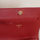 Chanel Red Caviar Boy Wallet on Chain with Light Gold Hardware