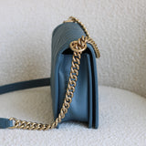 Chanel 18S Blue Caviar New Medium Boy with Light Gold Hardware
